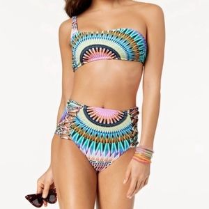 BAR III Sunburst Asymmetrical One-Shoulder Design High-Waist 2-Piece Bikini